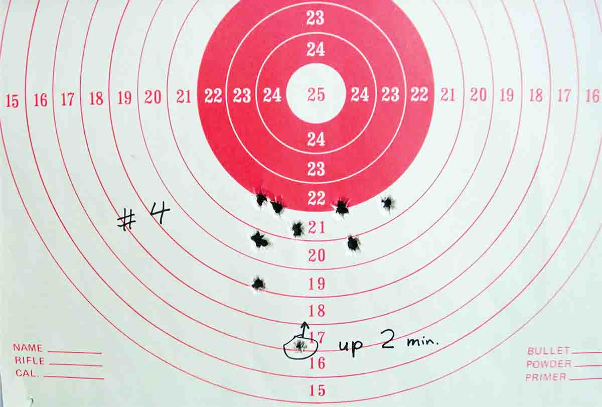 This 10-shot group was produced with the “No Slump” bullet.